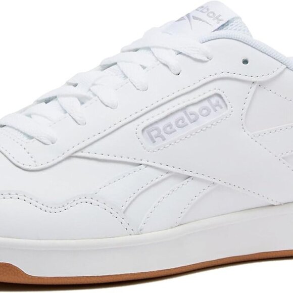 Women's Leather Court Sneakers Size 7.5 White Grey Rubber Cushioned Lace